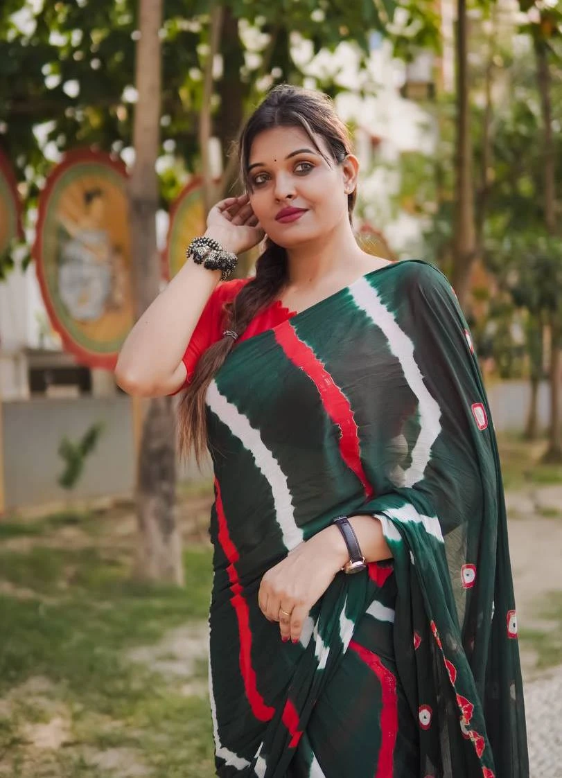 Sb Leheriya Pure Chinon Leheriya Worked Saree Collection - Image 9