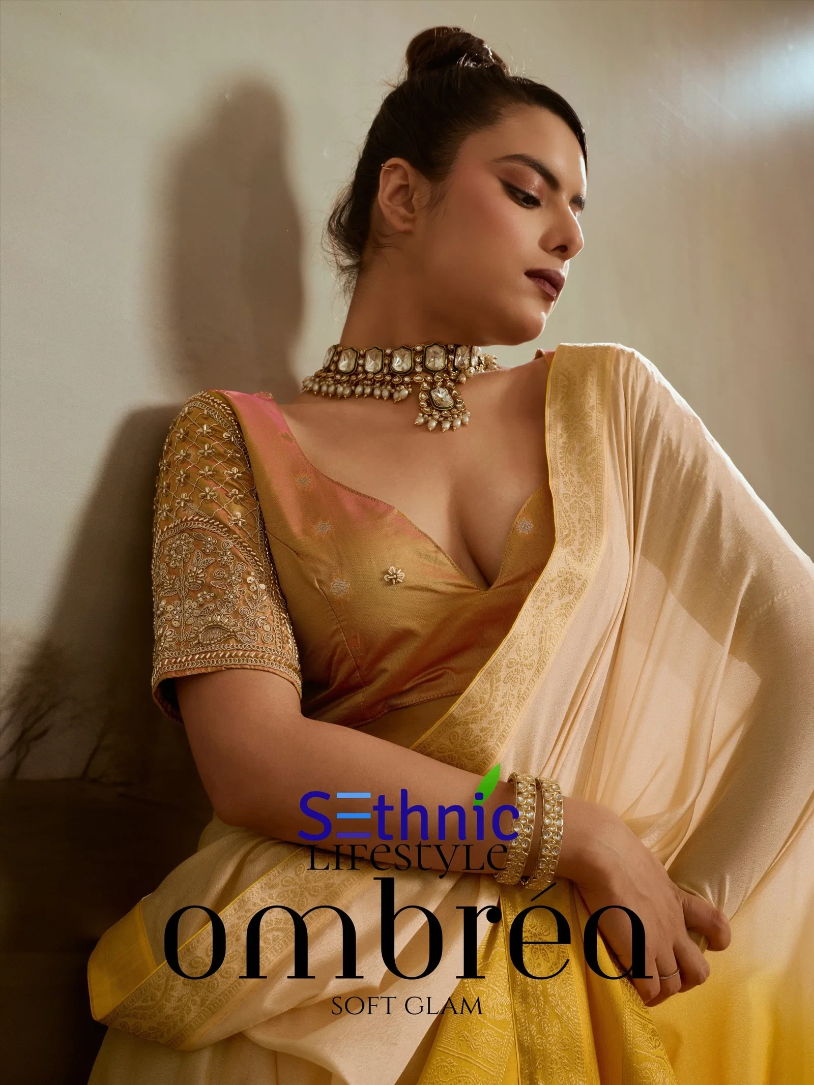 Sethnic Ombrea Soft Glam Chiffon Zari Woven Worked Saree Collection
