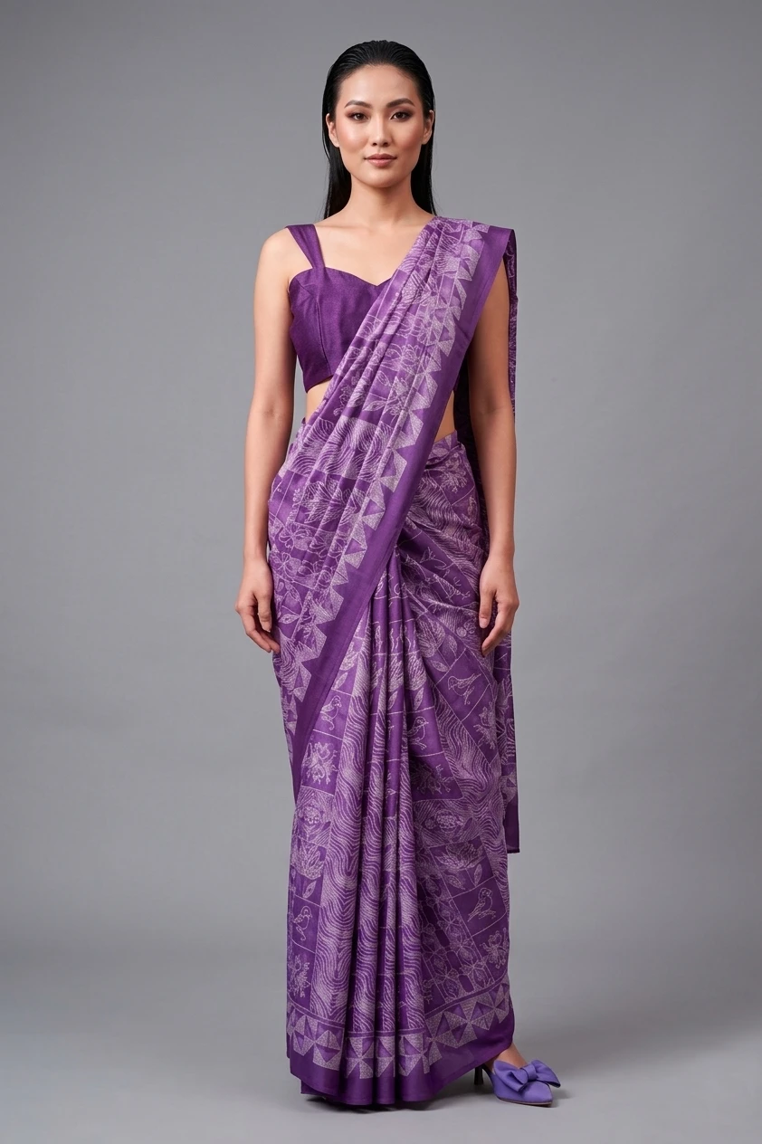 Sf Hastkala Satin Printed Saree Collection