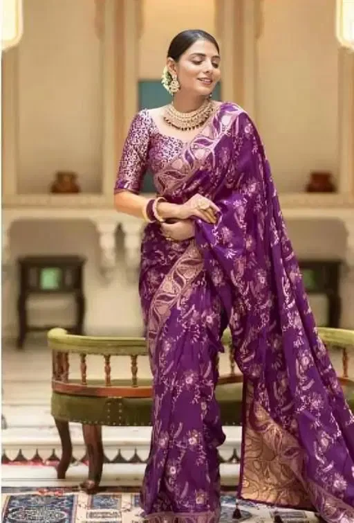 Soft Silk 5072 Lichi Silk Jacquard Work Saree Collection
