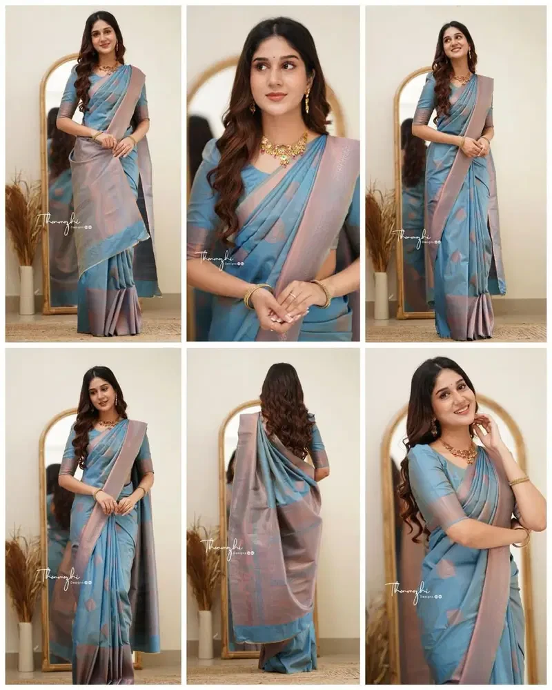 Soft Silk 6015 Lichi Silk Jacquard Worked Saree Collection - Image 10