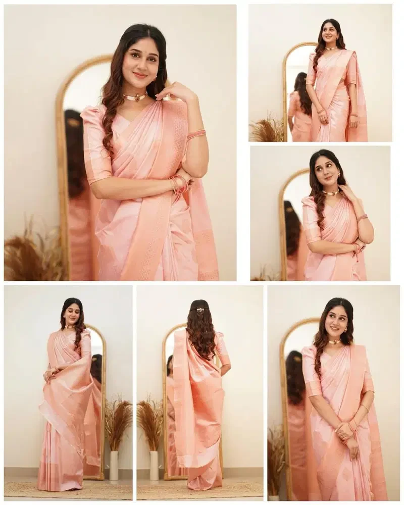 Soft Silk 6015 Lichi Silk Jacquard Worked Saree Collection - Image 3