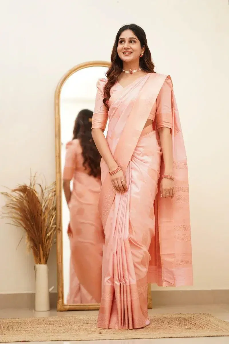 Soft Silk 6015 Lichi Silk Jacquard Worked Saree Collection - Image 4