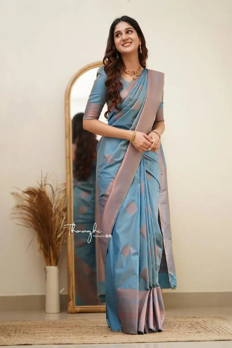Soft Silk 6015 Lichi Silk Jacquard Worked Saree Collection - Image 6