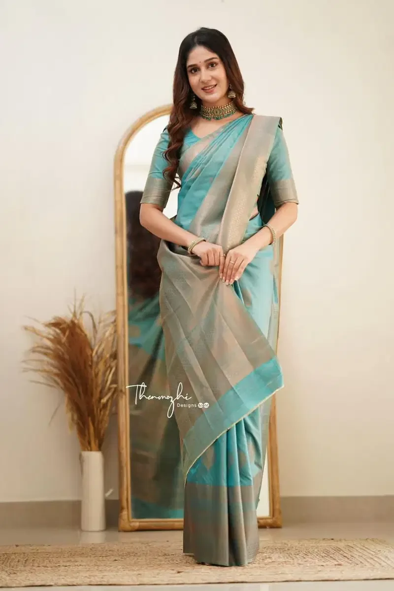Soft Silk 6015 Lichi Silk Jacquard Worked Saree Collection - Image 7