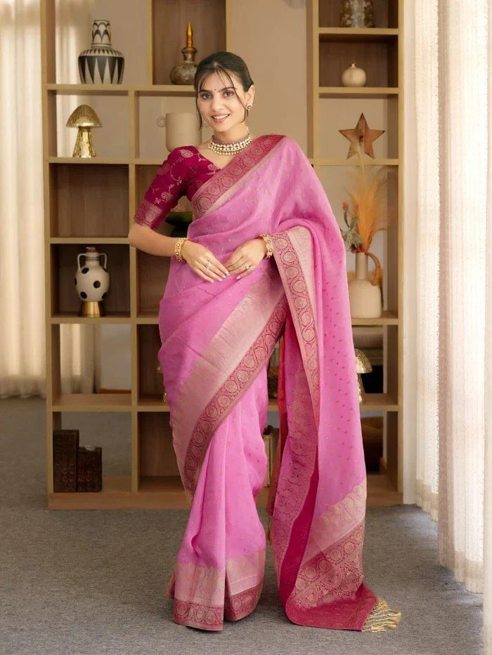 Soft Silk 6093 Lichi Silk Jacquard Work Saree Colelction