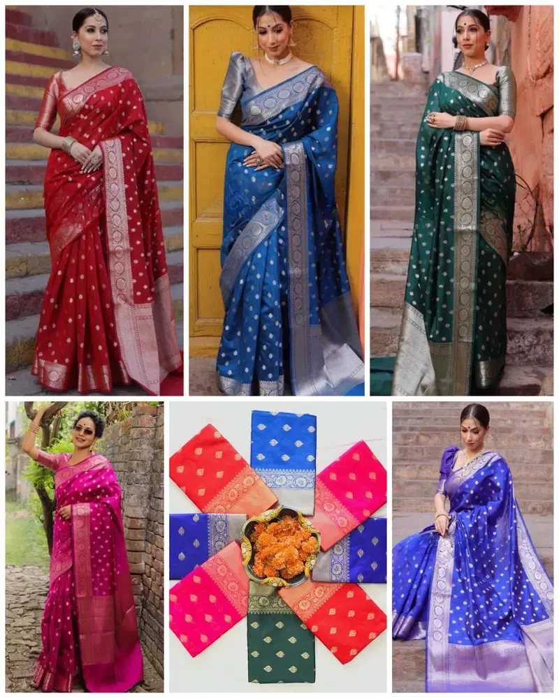 Soft Silk 7000 Lichi Silk Jacquard Work Saree Collection