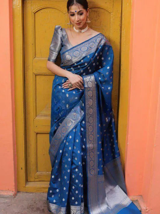 Soft Silk 7000 Lichi Silk Jacquard Work Saree Collection