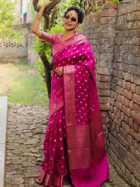 Soft Silk 7000 Lichi Silk Jacquard Work Saree Collection