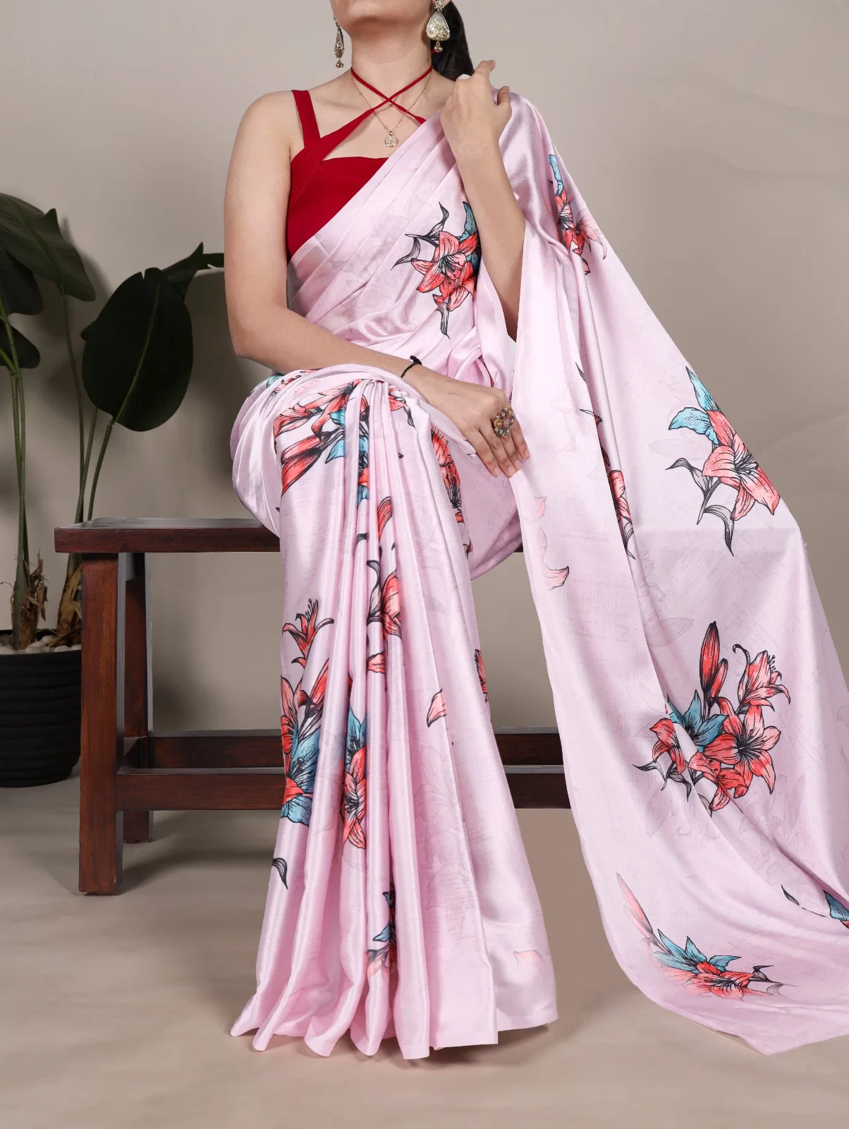 Taraa L 7003 Satin Silk Printed Saree Collection