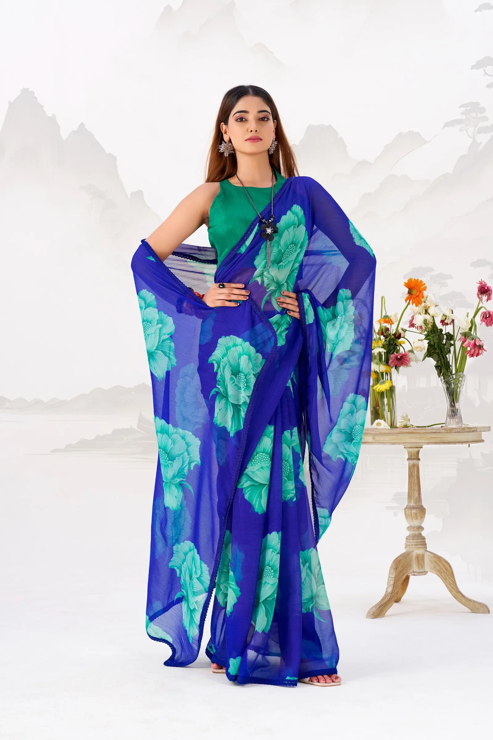 Taraa L 7033 Chiffon Floral Printed Saree Collection