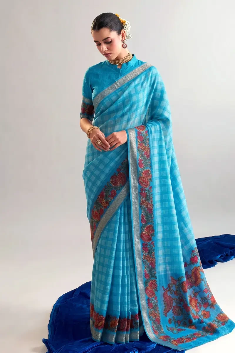 Taraa L 7035 Polyester Viscose Chanderi Printed Saree Collection