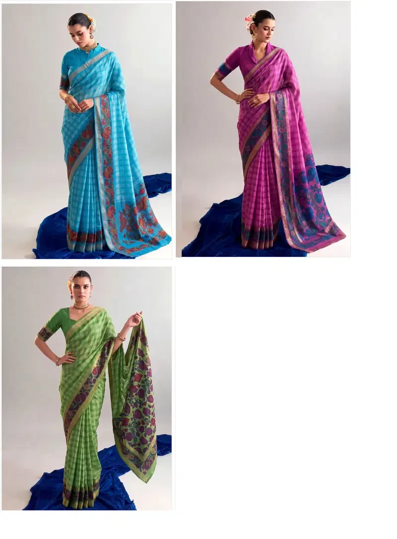 Taraa L 7035 Polyester Viscose Chanderi Printed Saree Collection