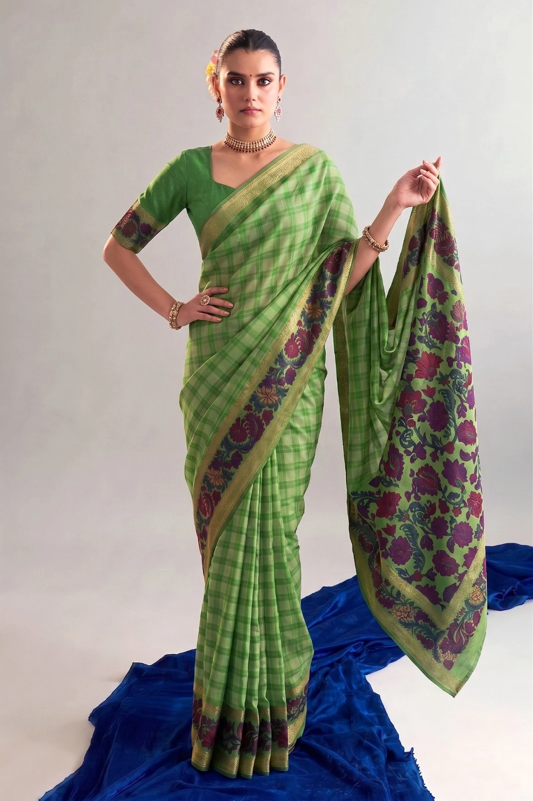 Taraa L 7035 Polyester Viscose Chanderi Printed Saree Collection