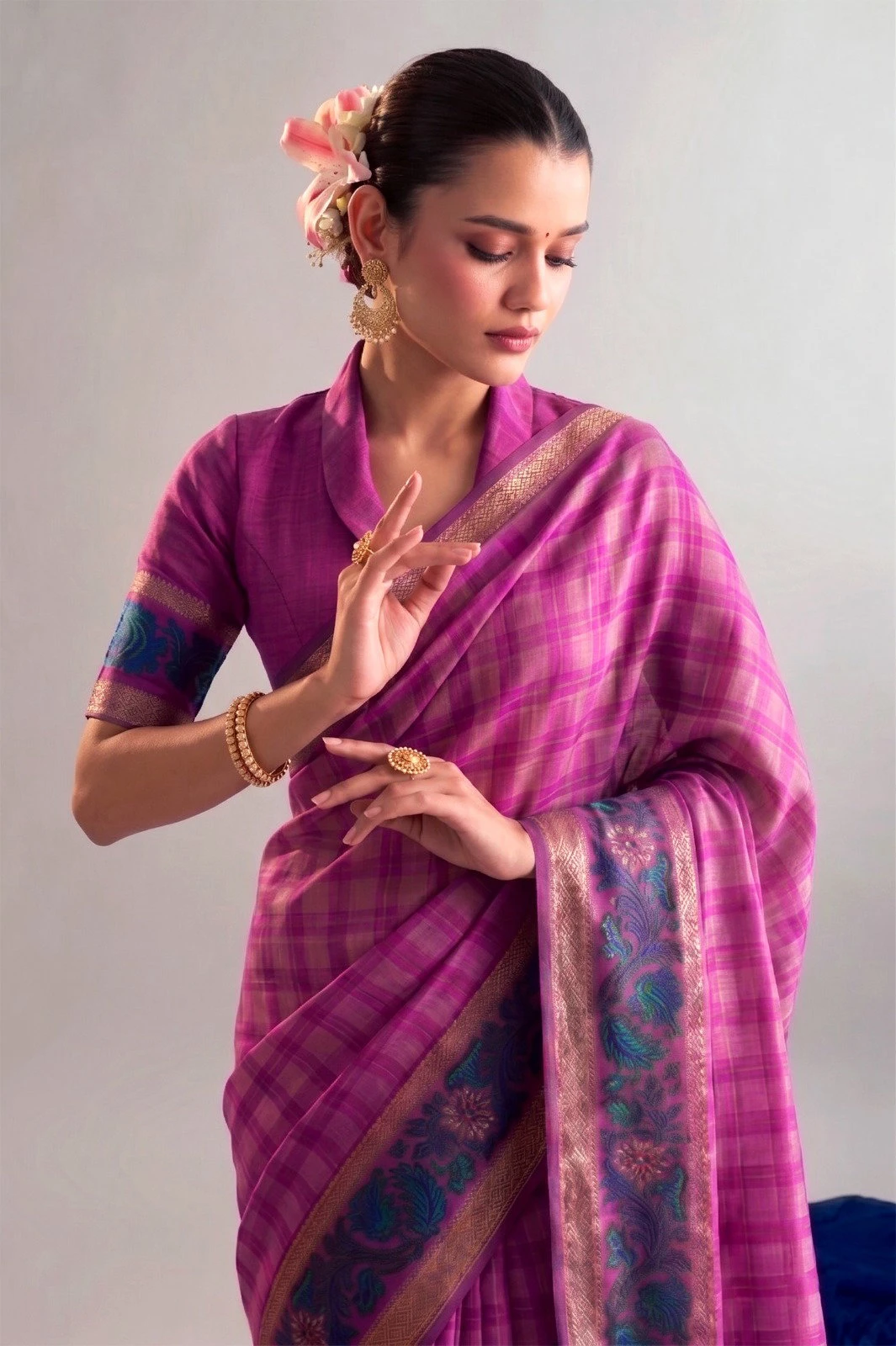 Taraa L 7035 Polyester Viscose Chanderi Printed Saree Collection