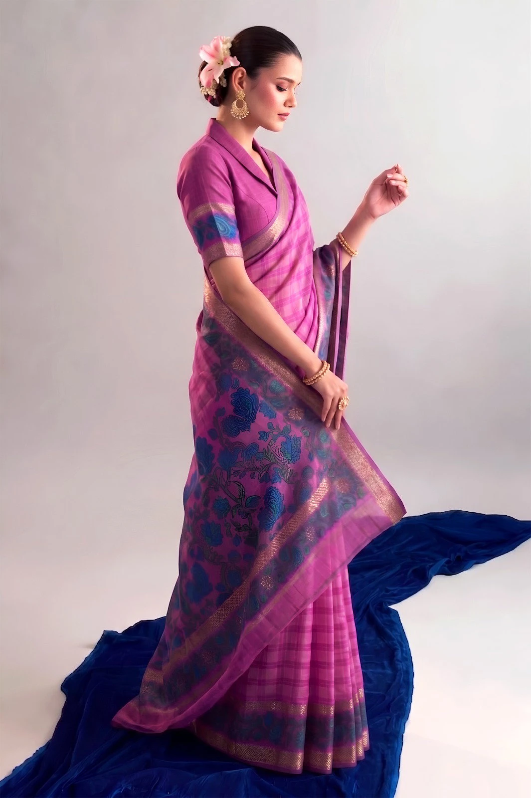 Taraa L 7035 Polyester Viscose Chanderi Printed Saree Collection