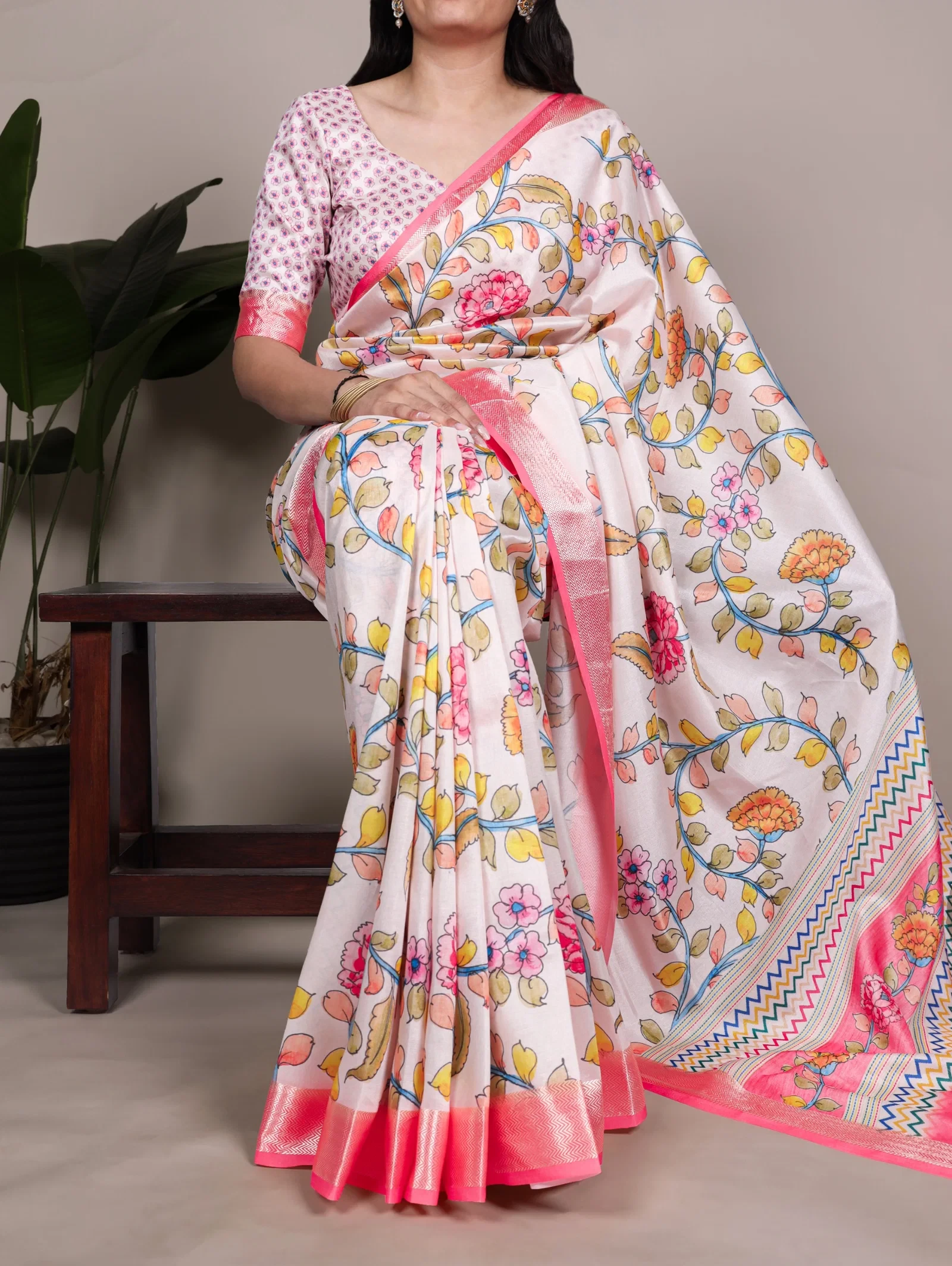 Taraa L 7057 Tasar Silk Traditional Floral Printed Saree Collection