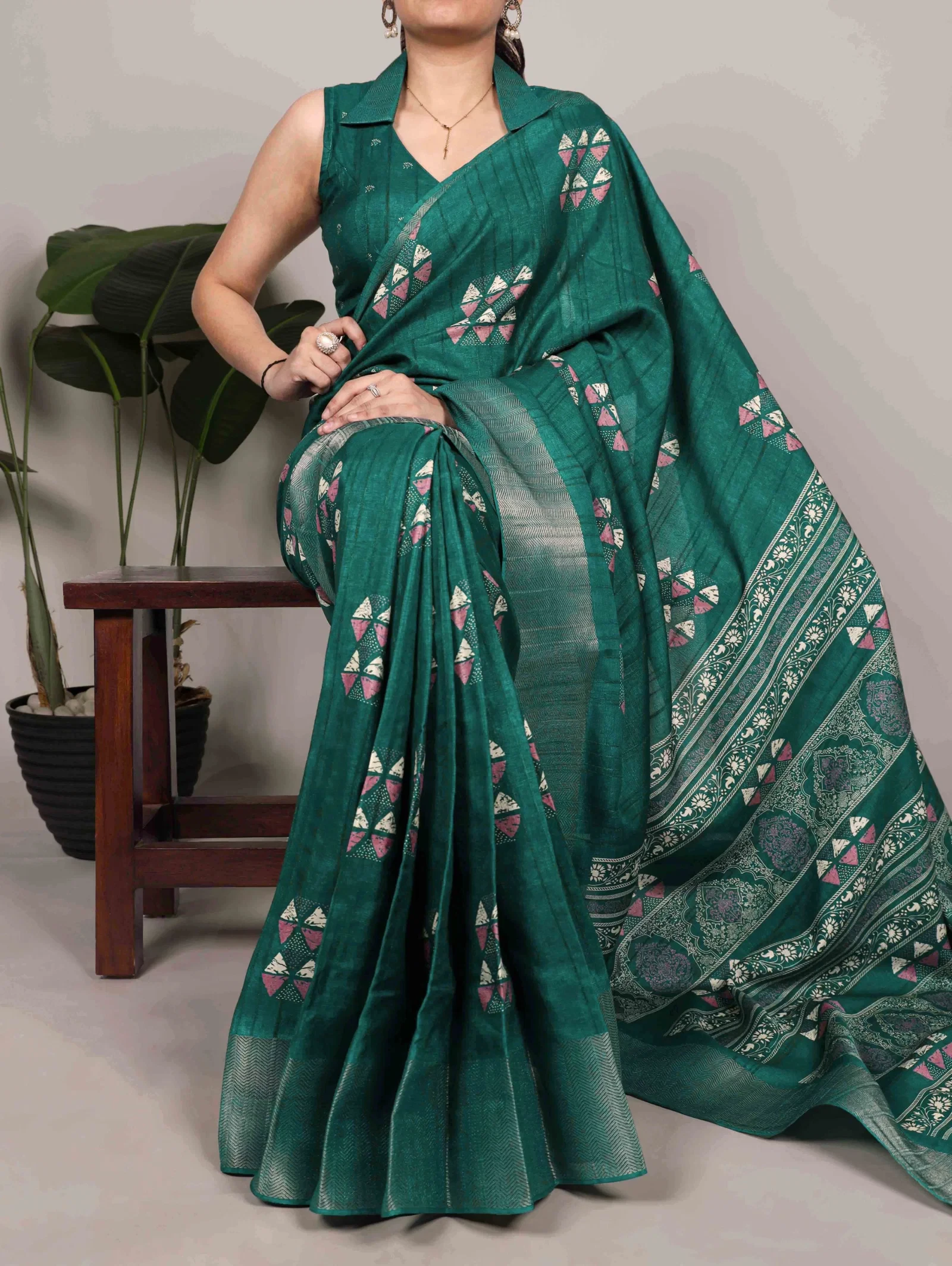 Taraa L 7212 Slub Silk Printed Saree Collection