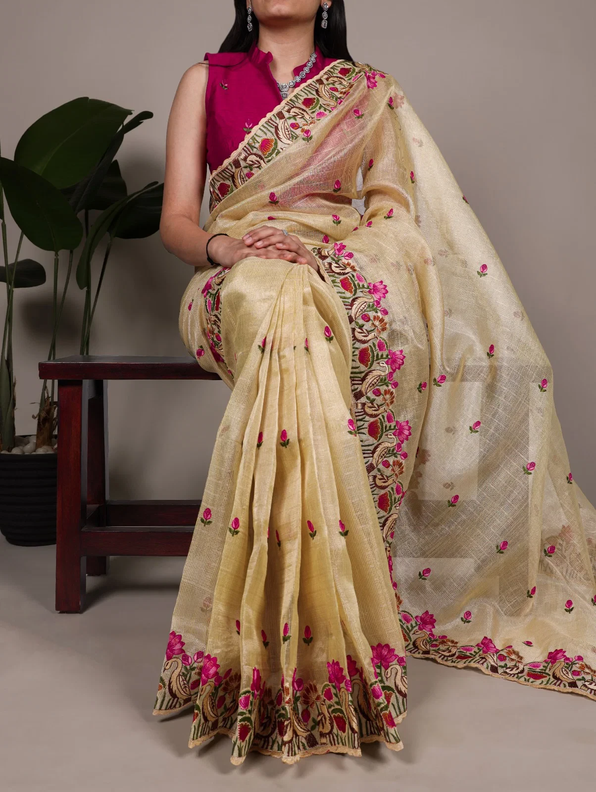 Taraa L 7400 Zari Kota Tissue Thread Embroidered Saree Collection