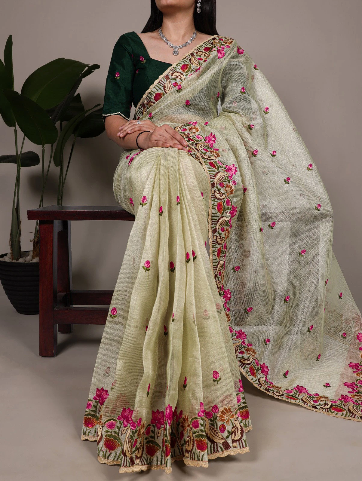 Taraa L 7400 Zari Kota Tissue Thread Embroidered Saree Collection - Image 11