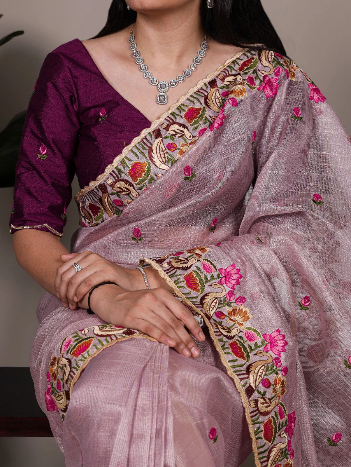 Taraa L 7400 Zari Kota Tissue Thread Embroidered Saree Collection - Image 3