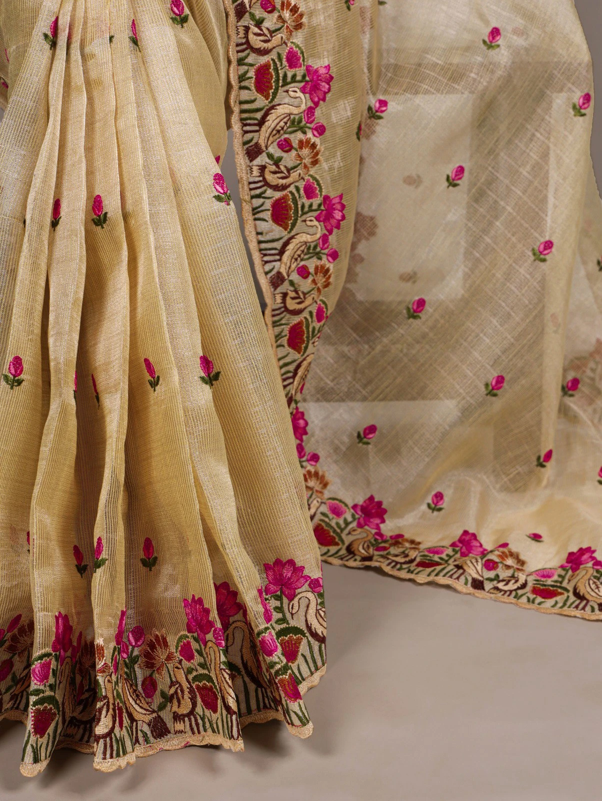 Taraa L 7400 Zari Kota Tissue Thread Embroidered Saree Collection - Image 8