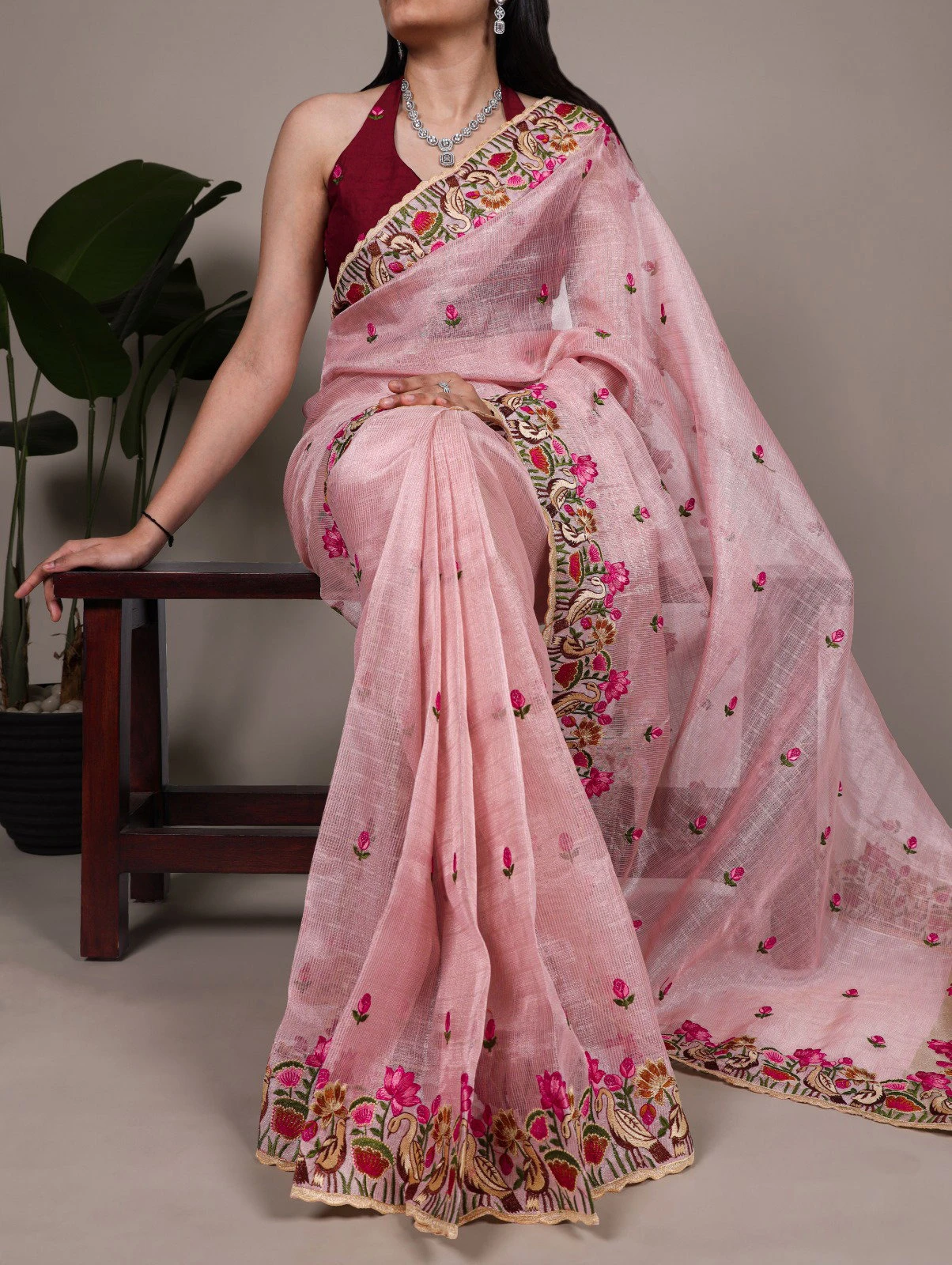 Taraa L 7400 Zari Kota Tissue Thread Embroidered Saree Collection - Image 9