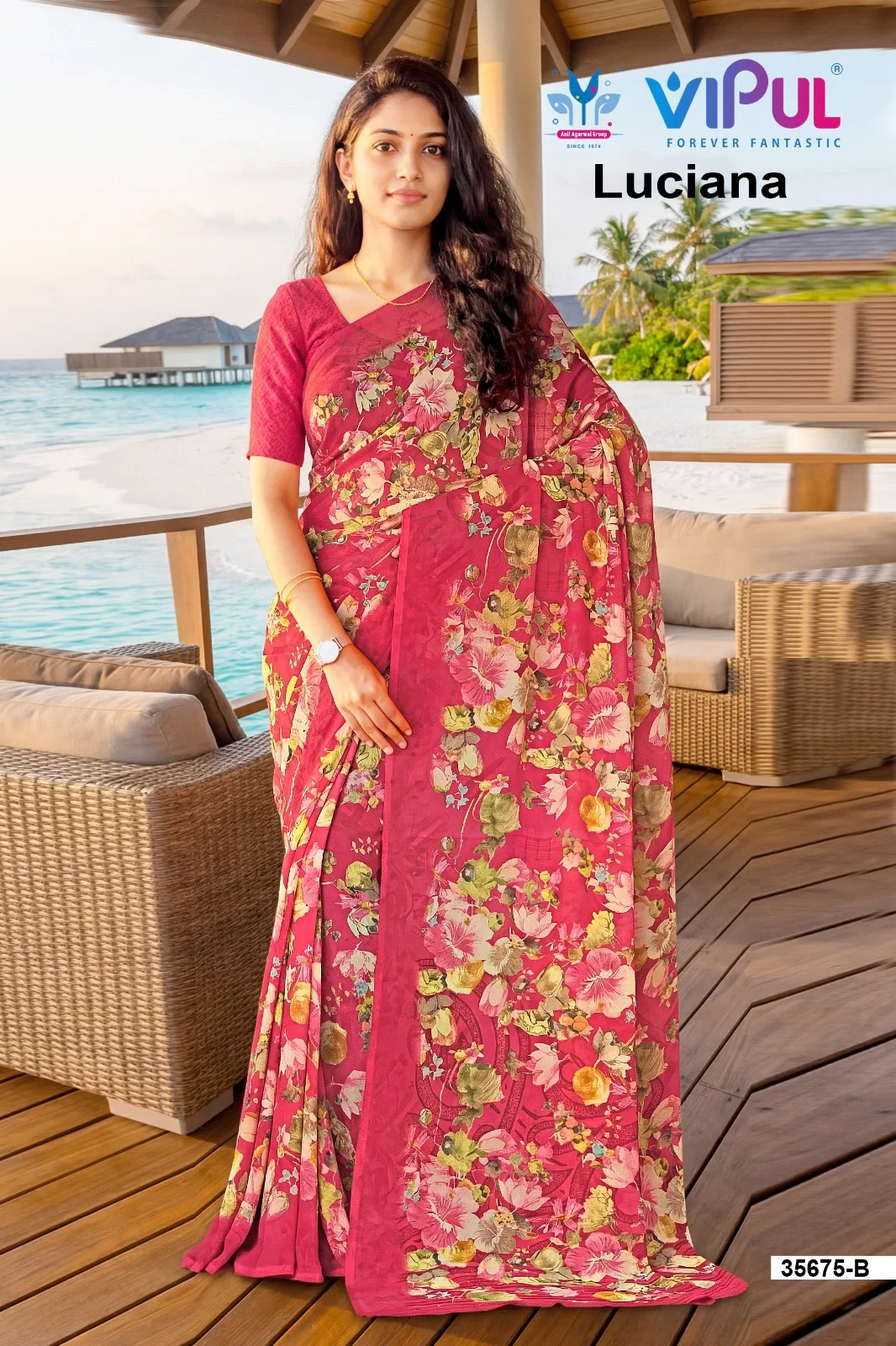 Vipul Luciana 35675 a to D Weightless Printed Saree Collection