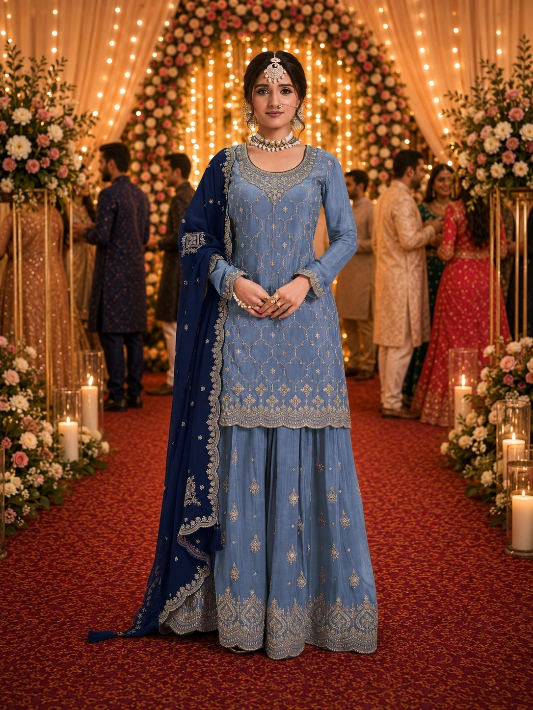 9star Shiv Hit Chinon Embroidery Sequence Work Suit With Dupatta