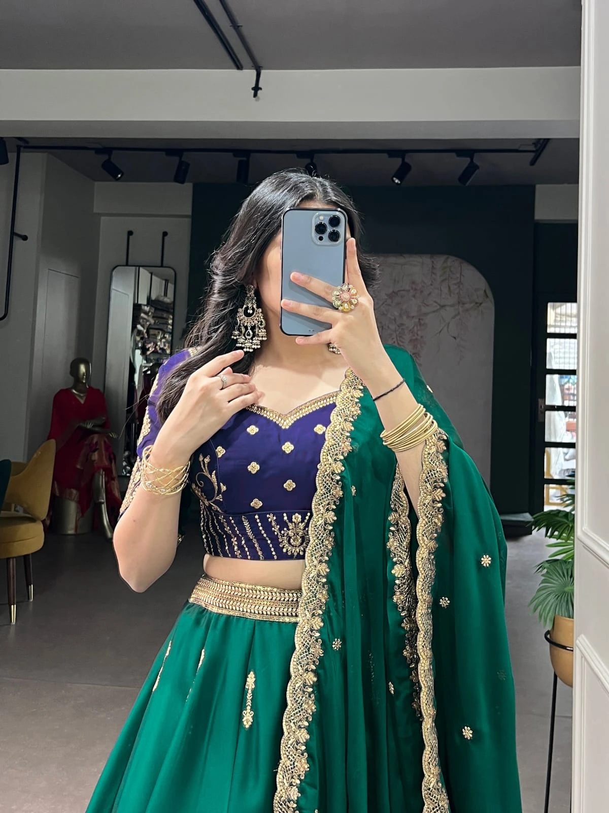 AAFREEN Regal Couture Rangoli Silk Lehenga Set