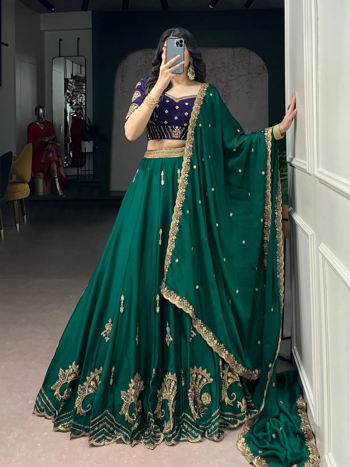 AAFREEN Regal Couture Rangoli Silk Lehenga Set