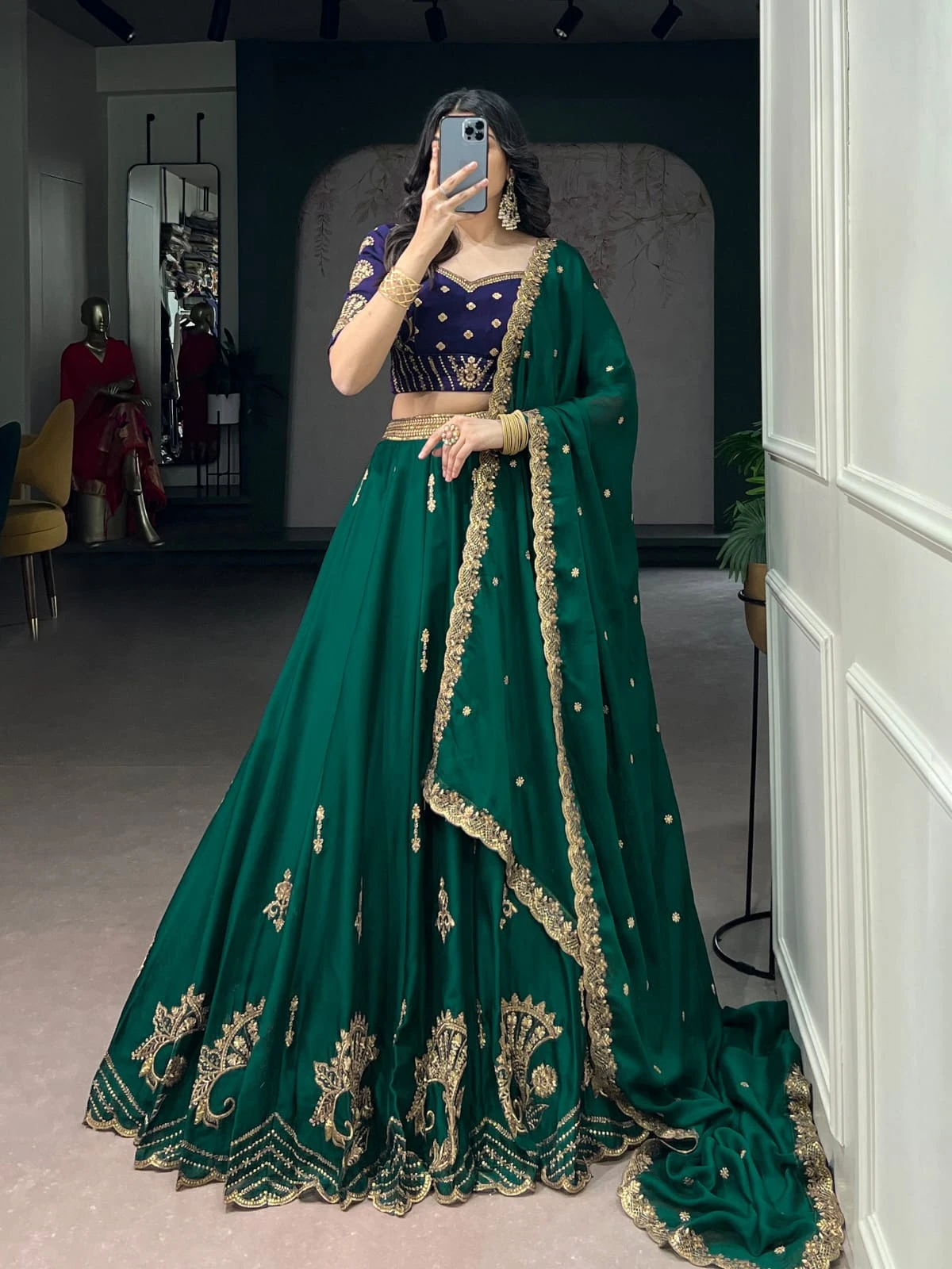 AAFREEN Regal Couture Rangoli Silk Lehenga Set