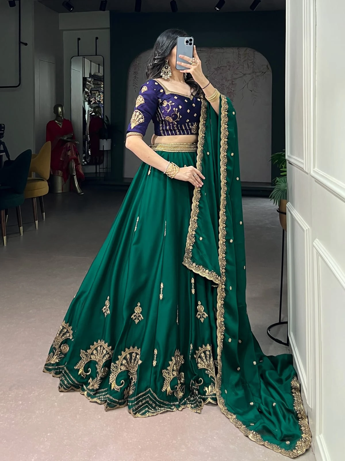 AAFREEN Regal Couture Rangoli Silk Lehenga Set