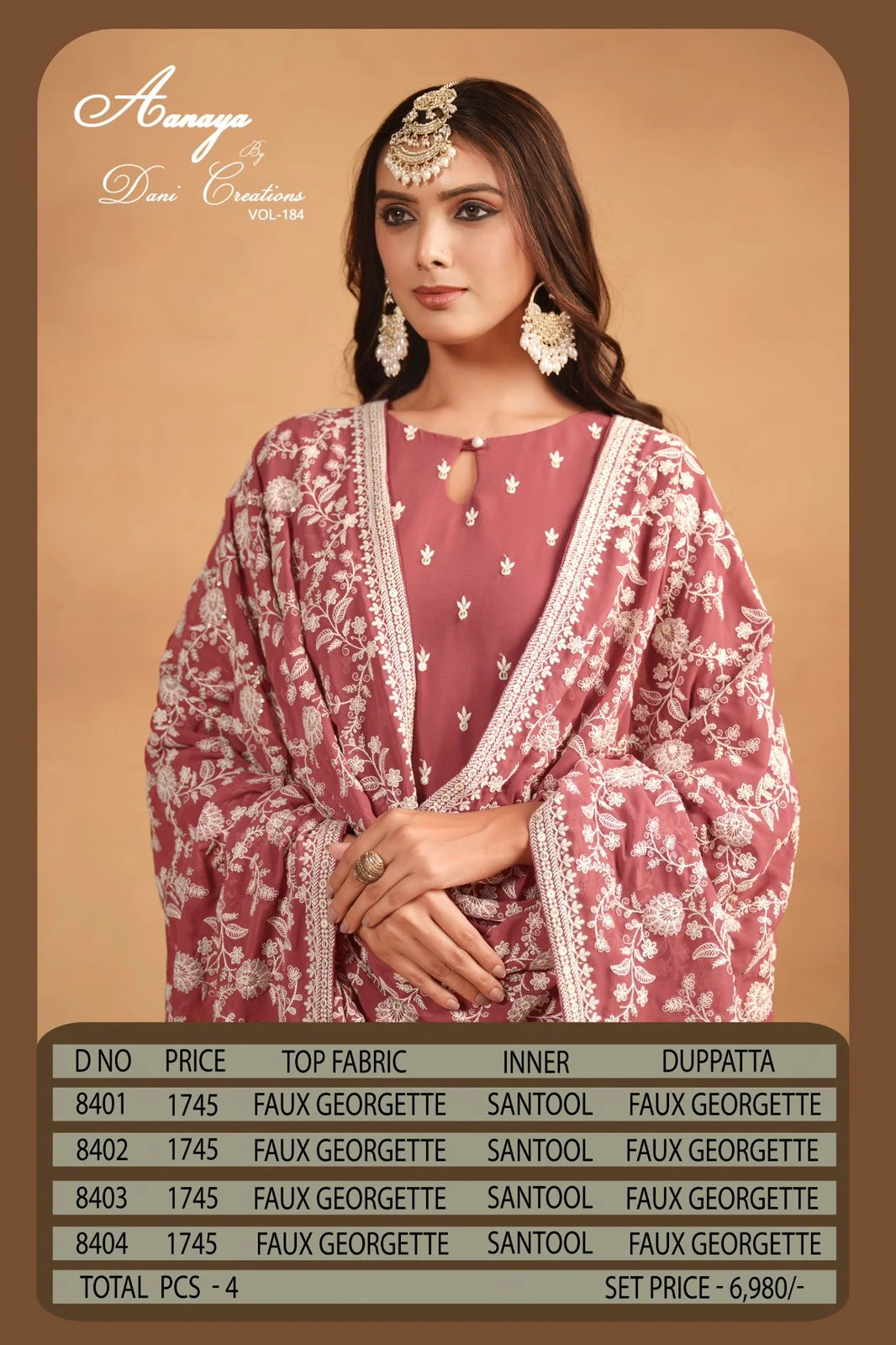 Aanaya Vol 184 Faux Georgette Suit With Dupatta