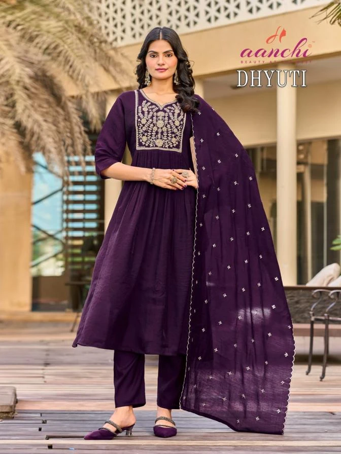 Aanchi Dhyuti Mul Chanderi Suit Collection