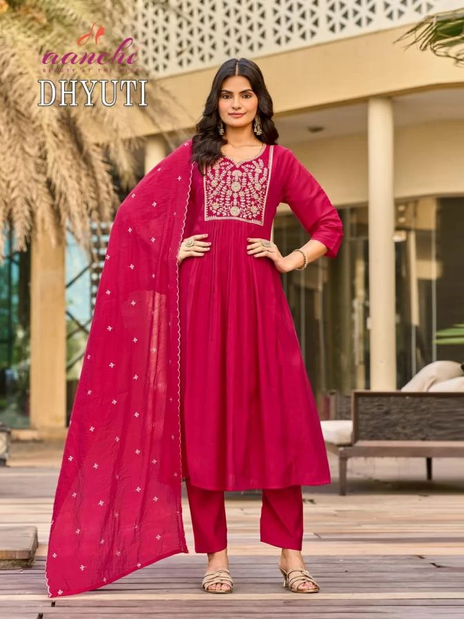 Aanchi Dhyuti Mul Chanderi Suit Collection