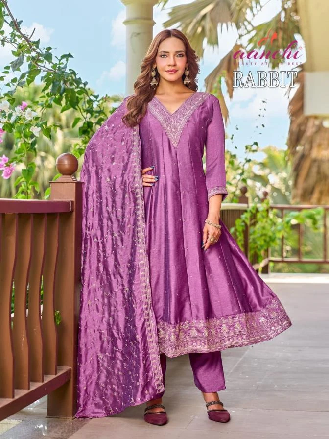 AANCHI Rabbit Vichitra Silk Suit