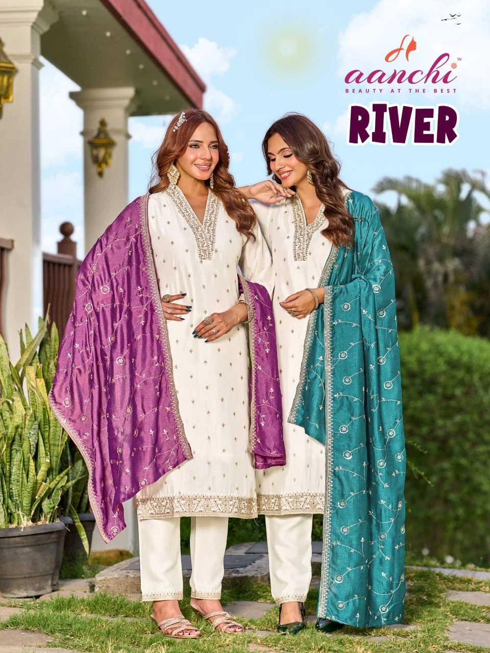 AANCHI River Vichitra Silk Suit