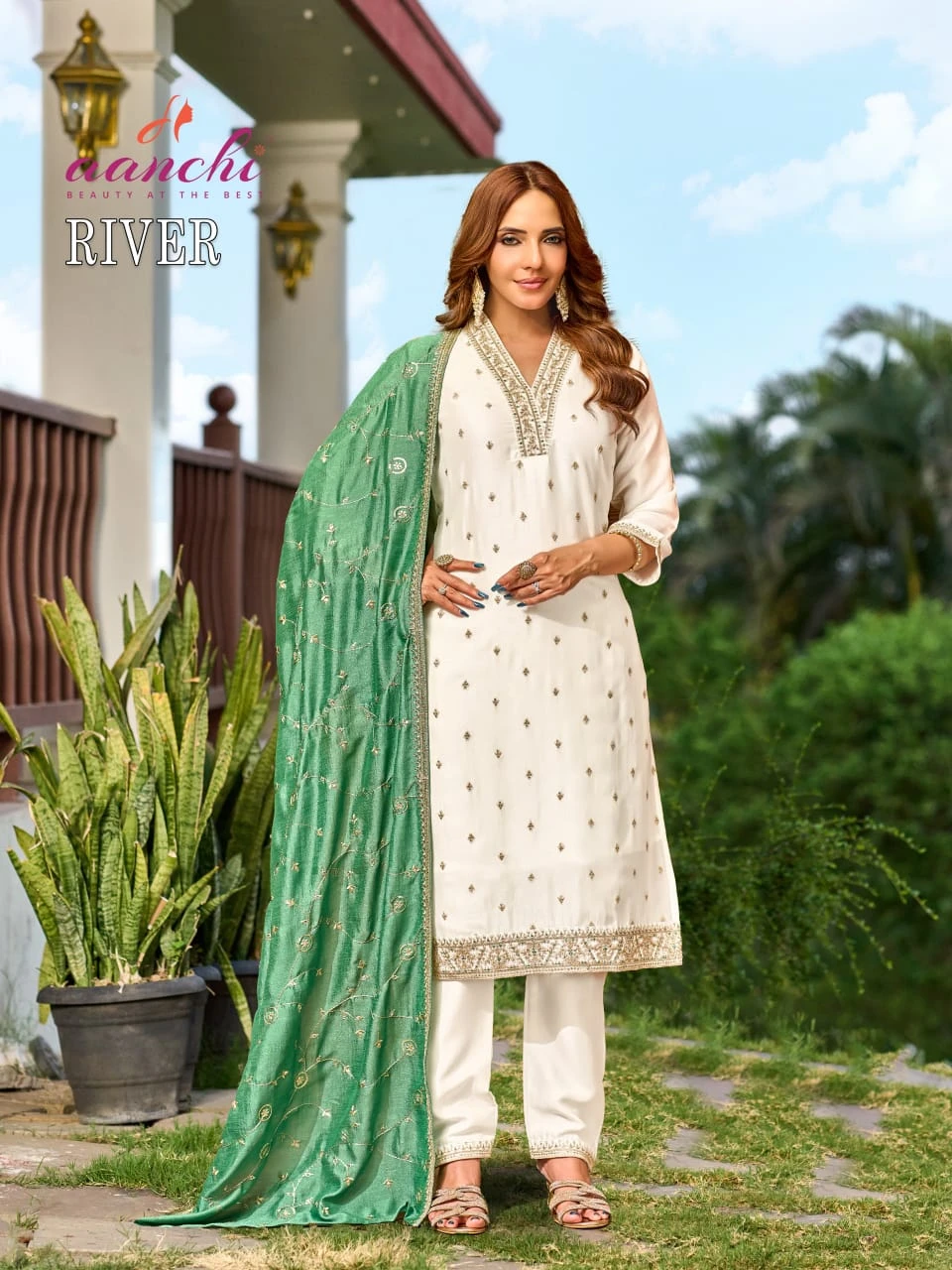 AANCHI River Vichitra Silk Suit