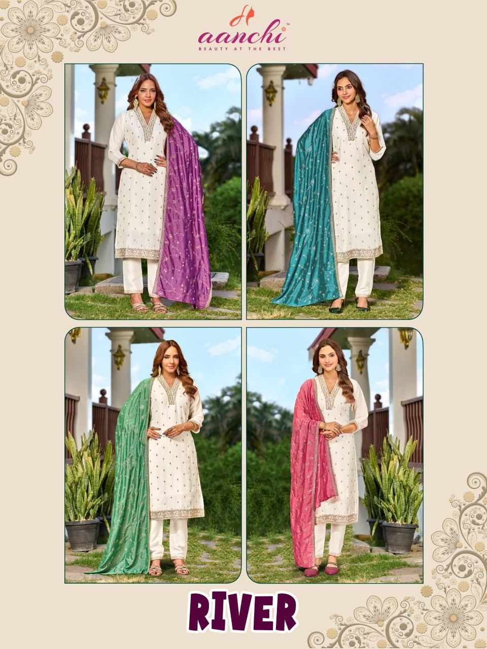 AANCHI River Vichitra Silk Suit