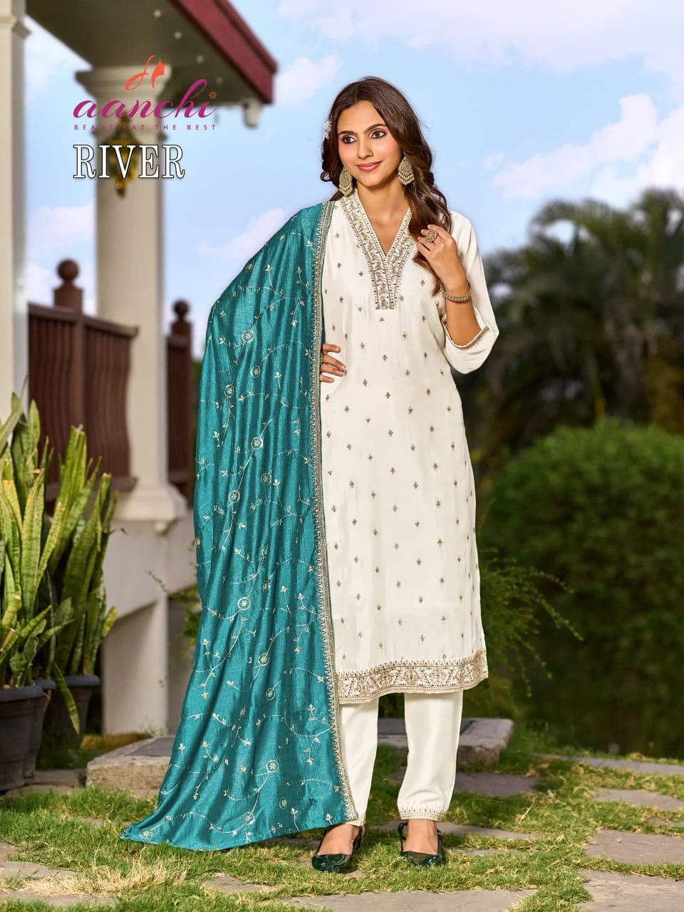 AANCHI River Vichitra Silk Suit