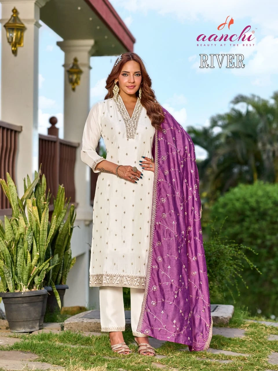 AANCHI River Vichitra Silk Suit