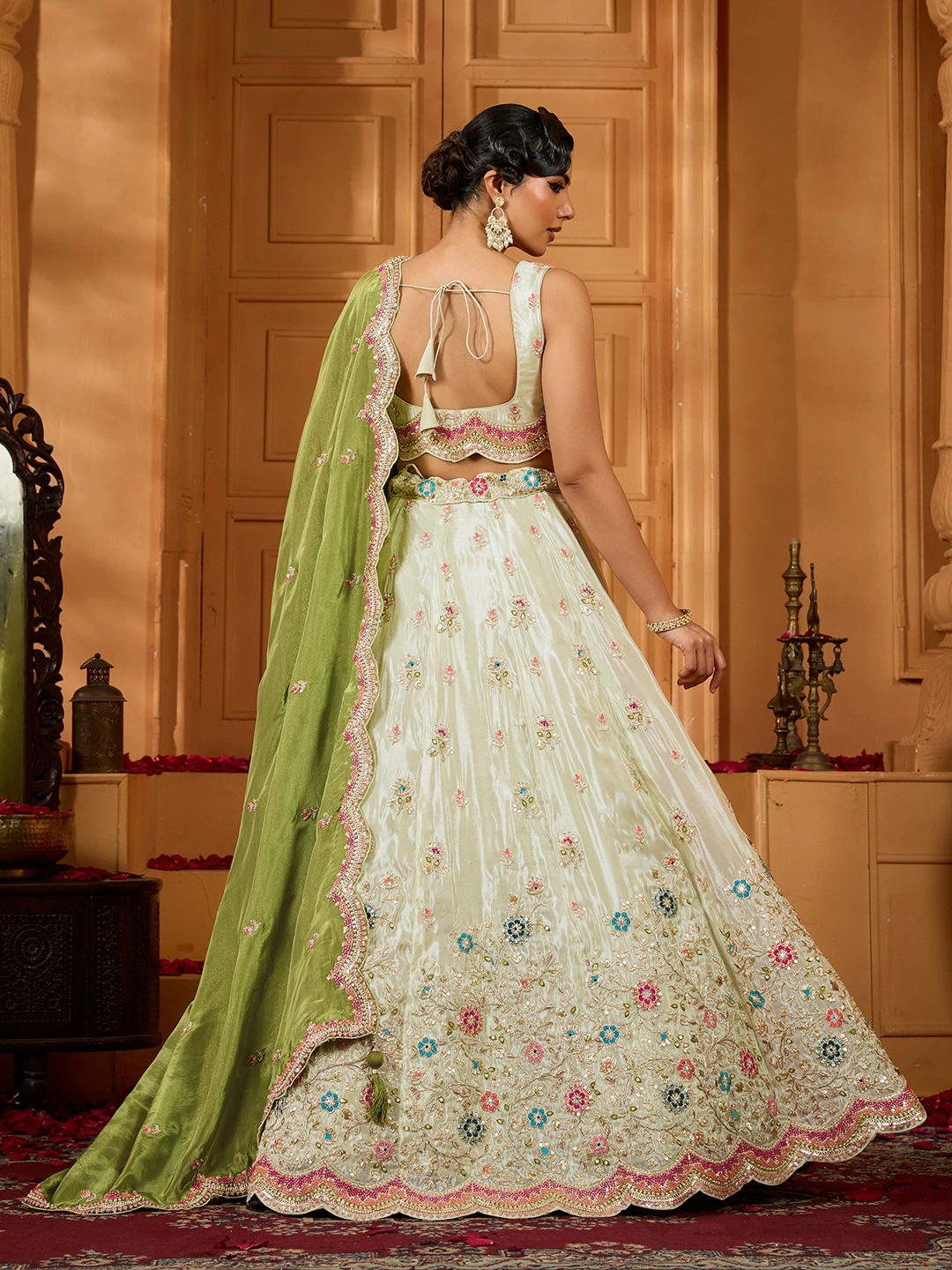 Adorn Craft 6144 Tissue Embroidered Lehenga Set