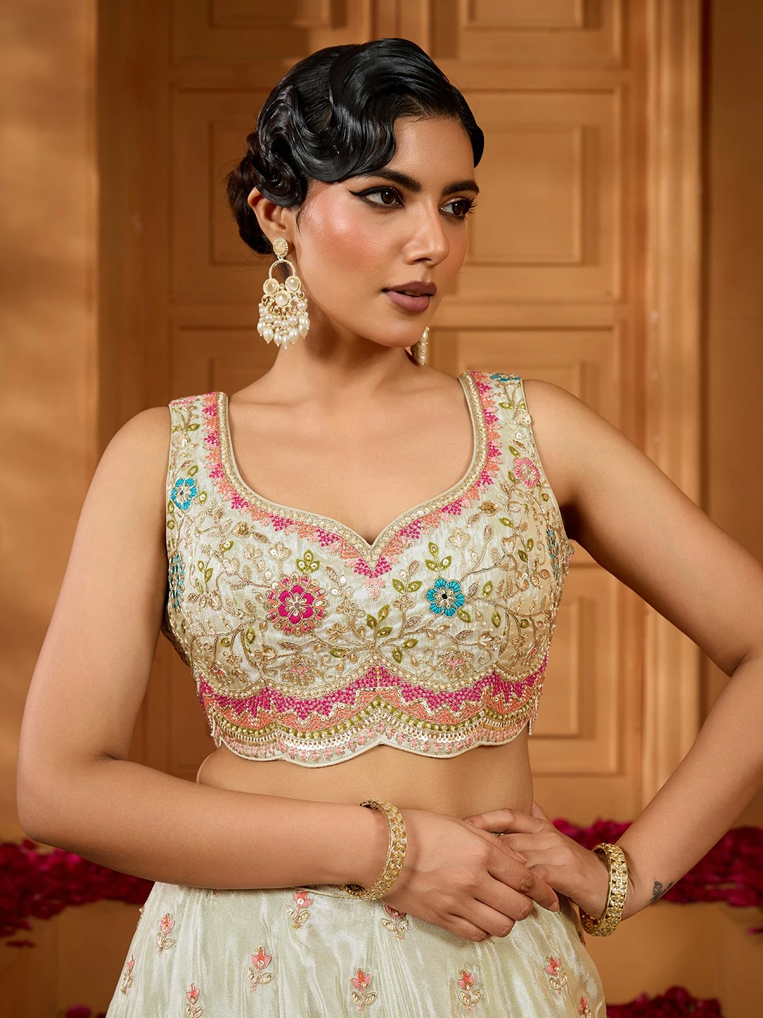 Adorn Craft 6144 Tissue Embroidered Lehenga Set
