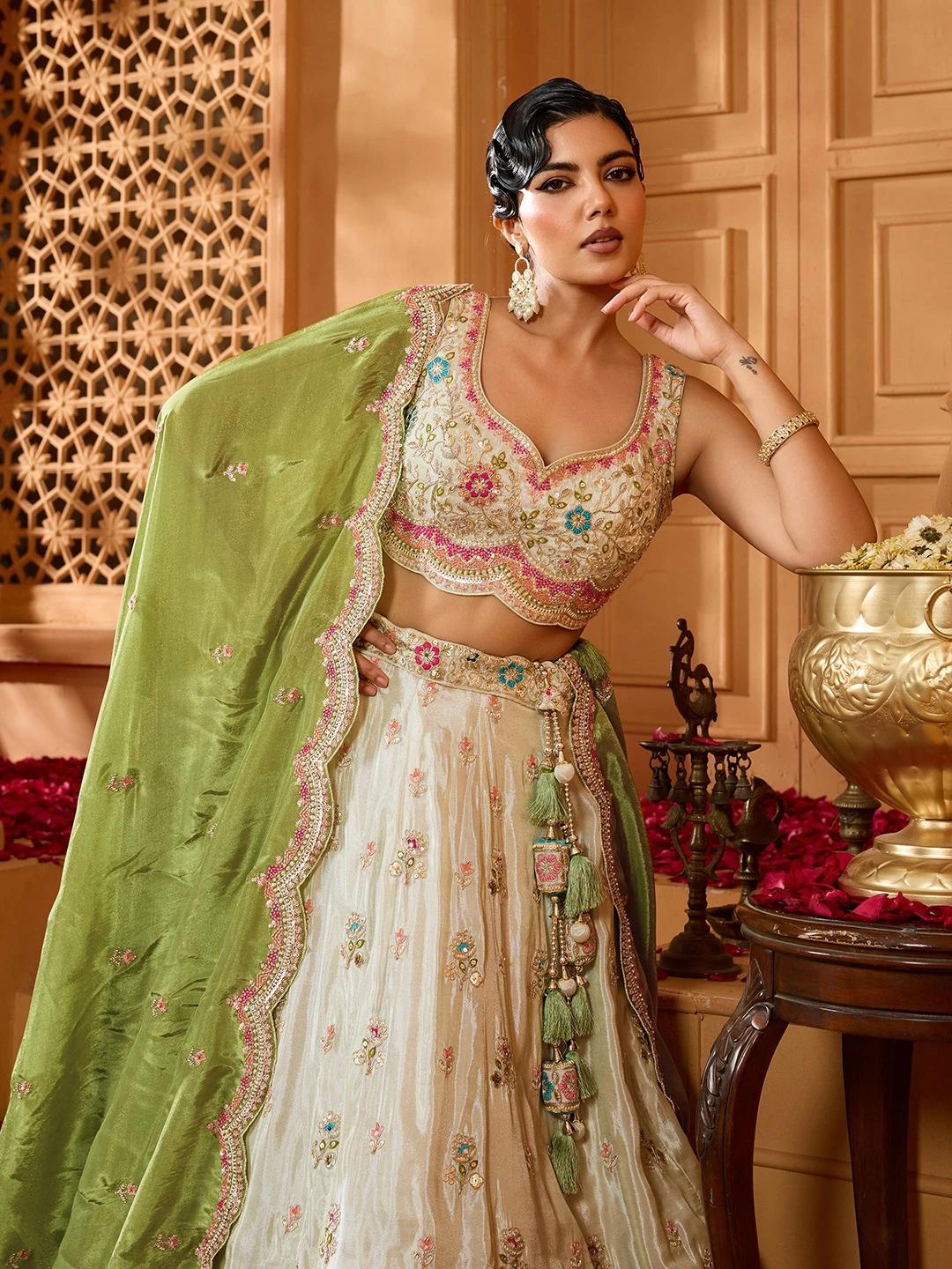 Adorn Craft 6144 Tissue Embroidered Lehenga Set