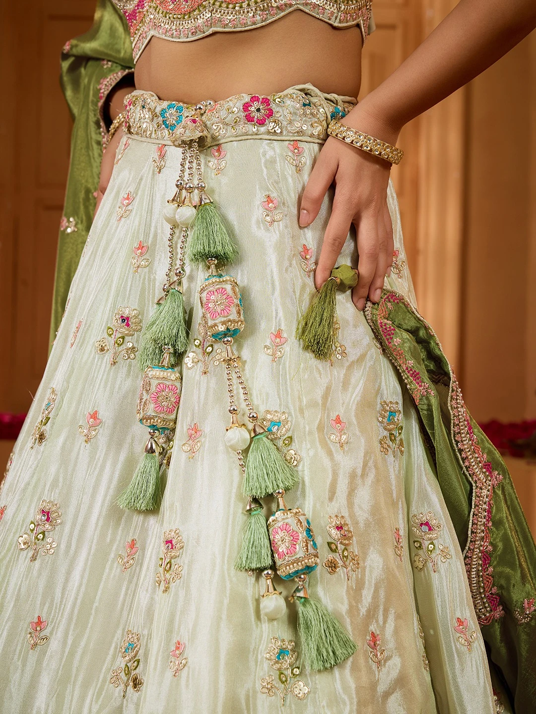 Adorn Craft 6144 Tissue Embroidered Lehenga Set