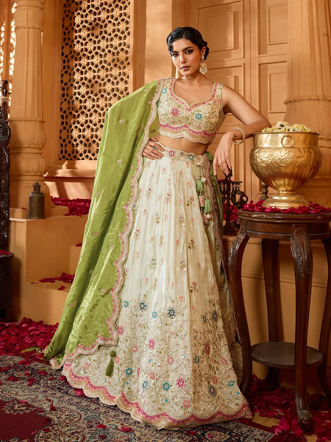 Adorn Craft 6144 Tissue Embroidered Lehenga Set
