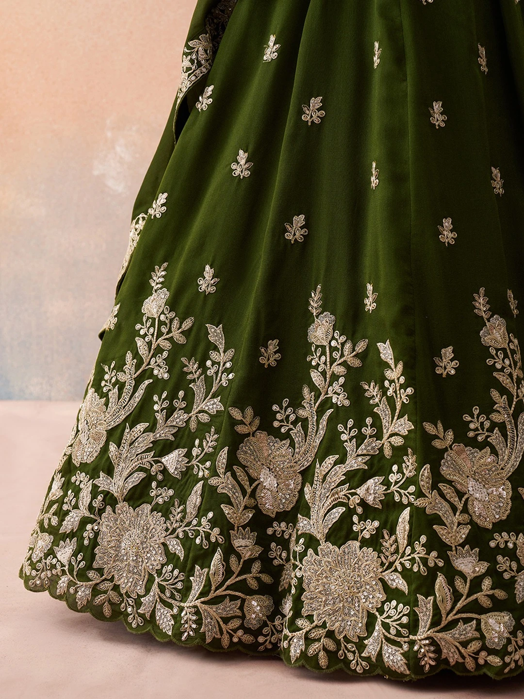 Adorn Craft 6309 Mahendi And Orange Lehenga Choli