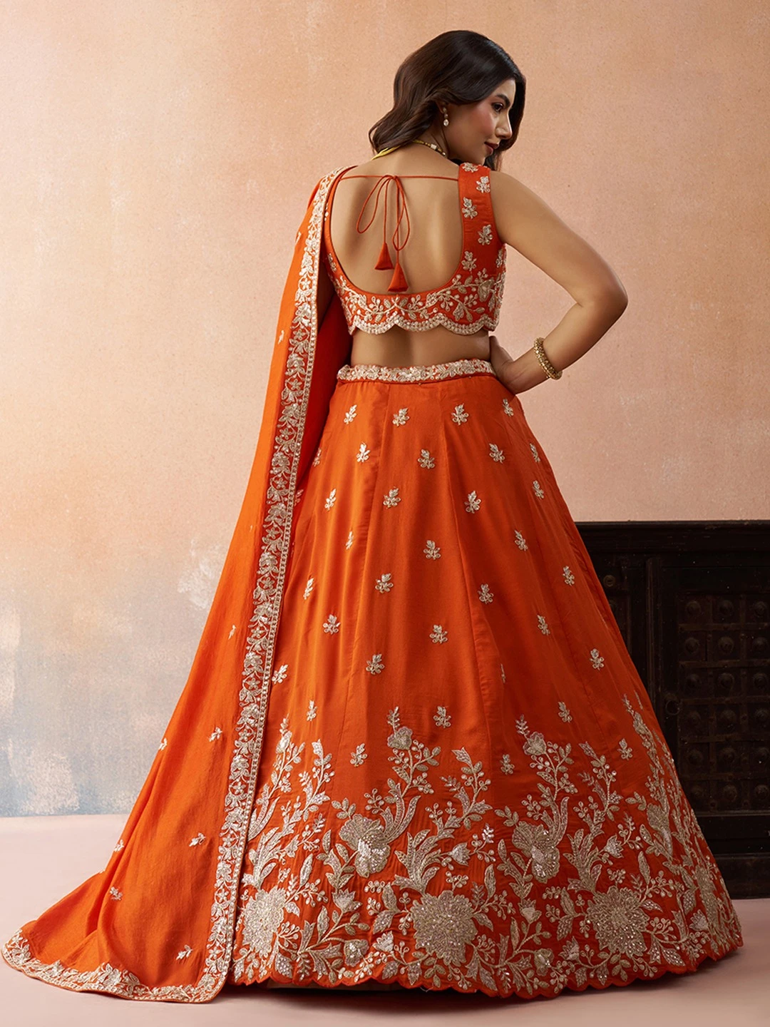 Adorn Craft 6309 Mahendi And Orange Lehenga Choli