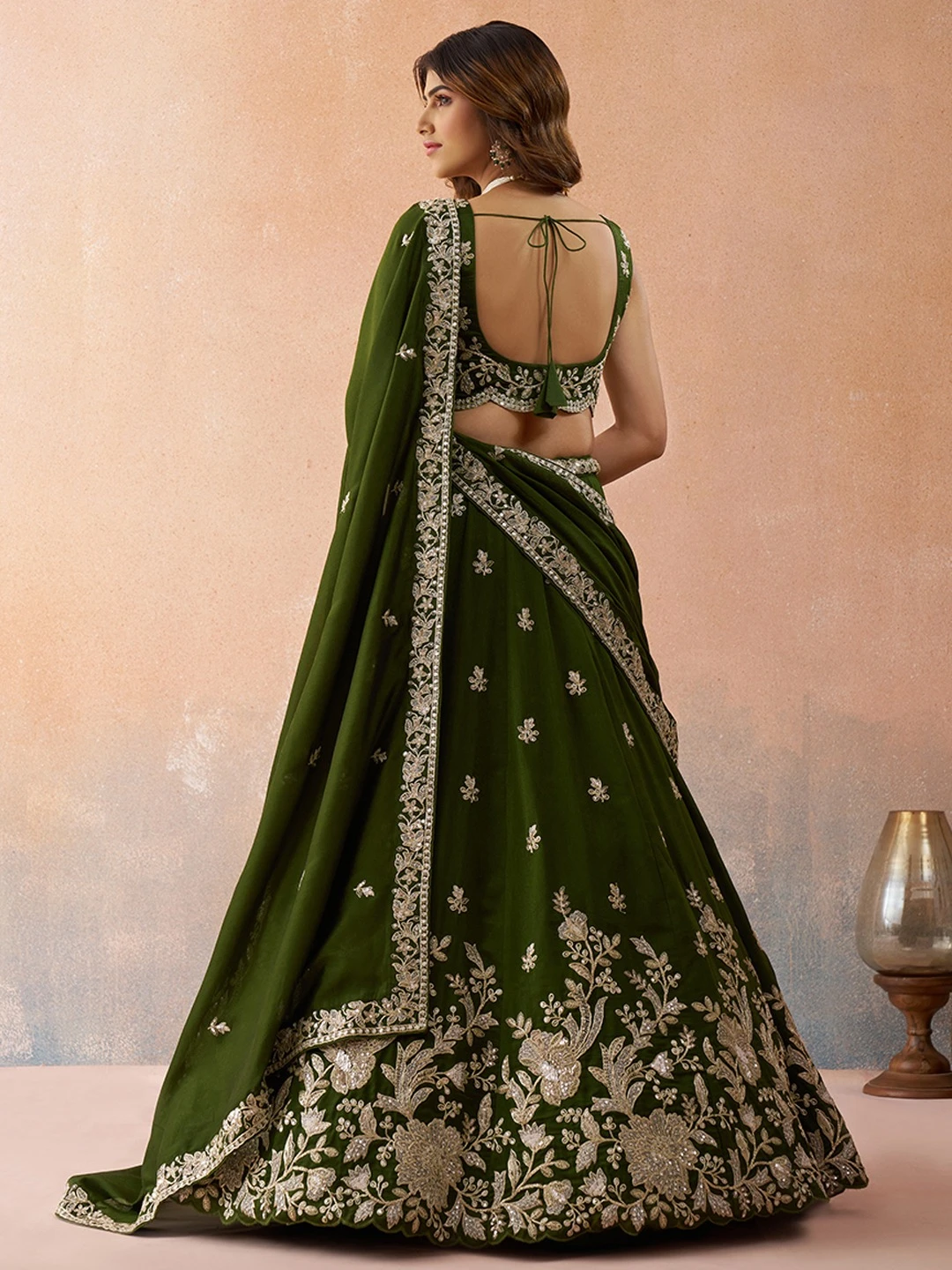 Adorn Craft 6309 Mahendi And Orange Lehenga Choli
